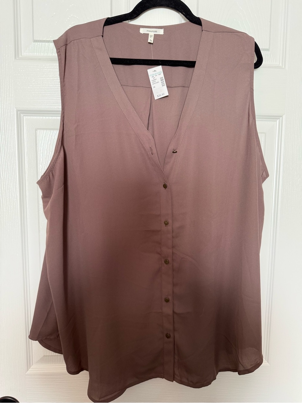 Maurices Mauve Sleeveless V-Neck Button-Front Blouse